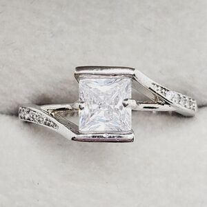 Princess Cut Solitaire Bypass Ring